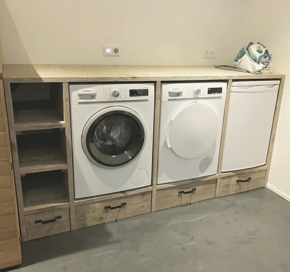 Steigerhouten Wasmachine Ombouw Xl