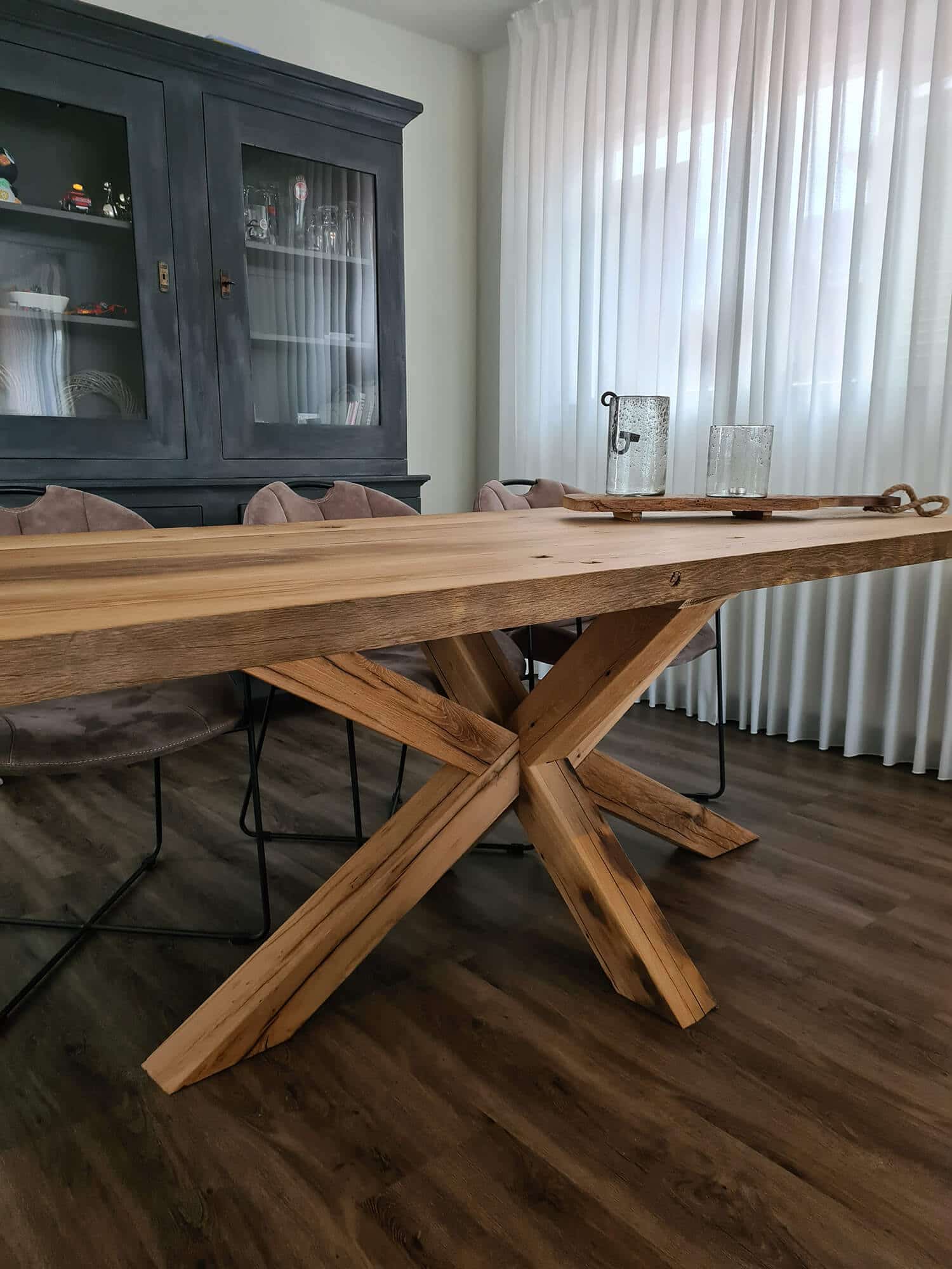 Oud Eiken Eettafel Aidah Oud Eiken Matrix Poot Woodchoice