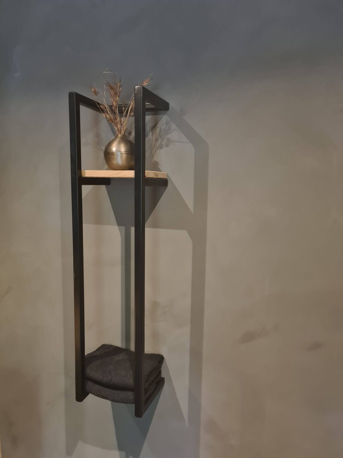 badhanddoek rek staal oud eiken | woodchoice