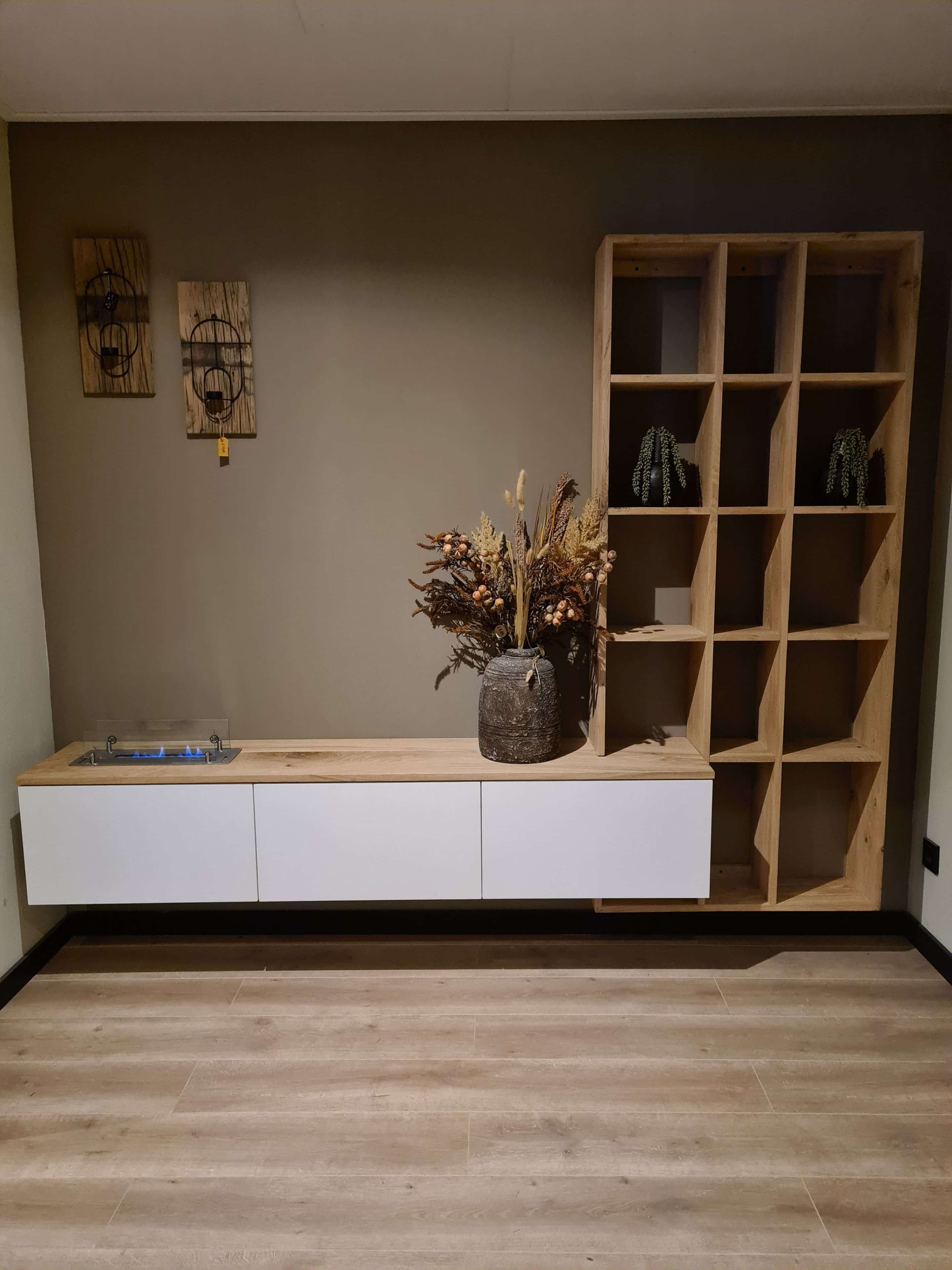Eiken Mdf Tv Meubel Indira Met Vakkenkast